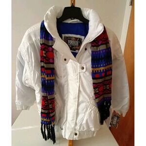 NOS Forenza White Winter Jacket‎ Puffer Vtg Relaxed Fit 80's Women's Size Large